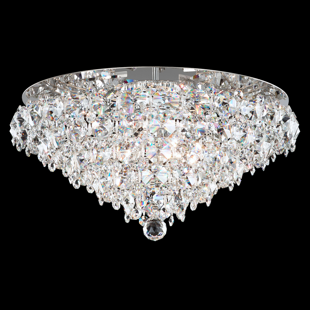 Baronet 6 Light 120V Flush Mount in Polished Stainless Steel with Radiance Crystal