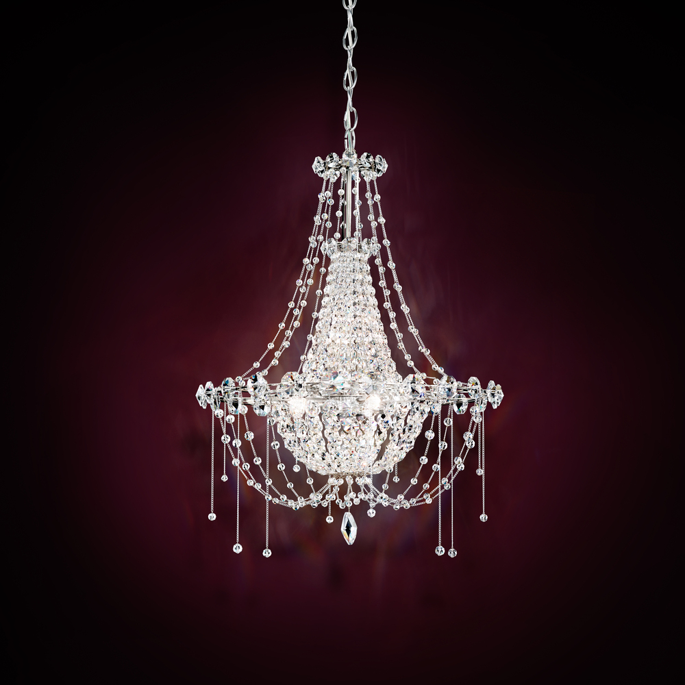 Chrysalita 6 Light 120V Pendant in Polished Stainless Steel with Radiance Crystal