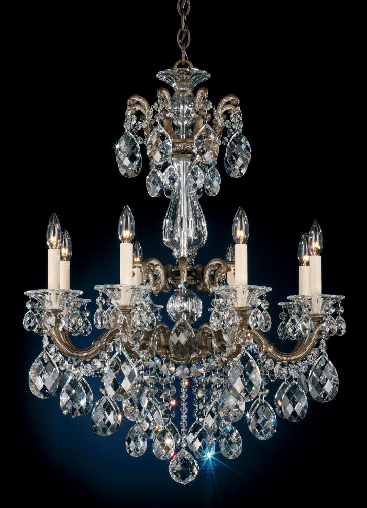 La Scala 8 Light 120V Chandelier in Florentine Bronze with Clear Radiance Crystal