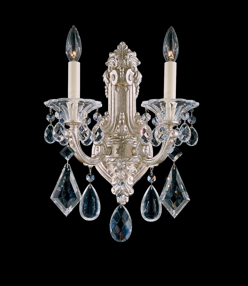 La Scala 2 Light 120V Wall Sconce in French Gold with Clear Radiance Crystal