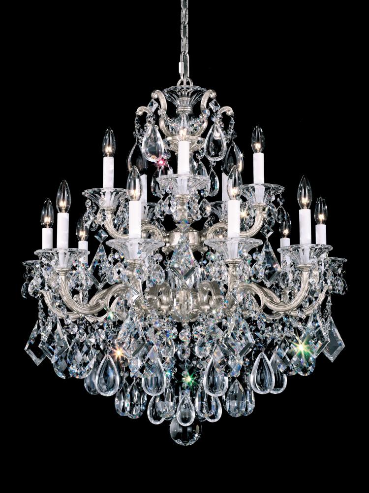 La Scala 15 Light 120V Chandelier in Florentine Bronze with Clear Radiance Crystal