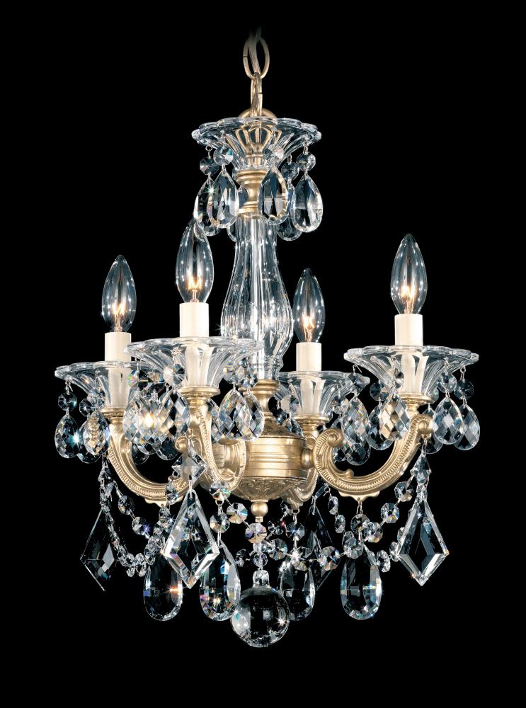 La Scala 4 Light 120V Chandelier in French Gold with Clear Radiance Crystal