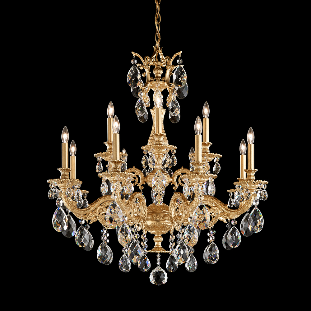 Milano 12 Light 120V Chandelier in French Gold with Radiance Crystal