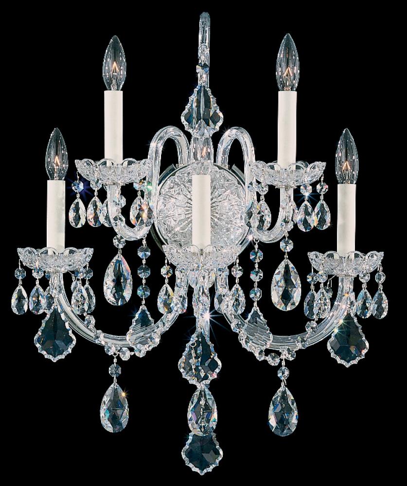 Olde World 5 Light 120V Wall Sconce in Aurelia with Radiance Crystal