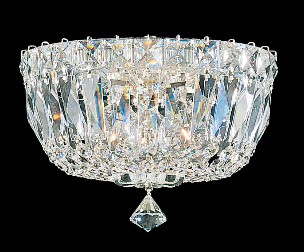 Petit Crystal Deluxe 3 Light 120V Semi-Flush Mount in Aurelia with Radiance Crystal