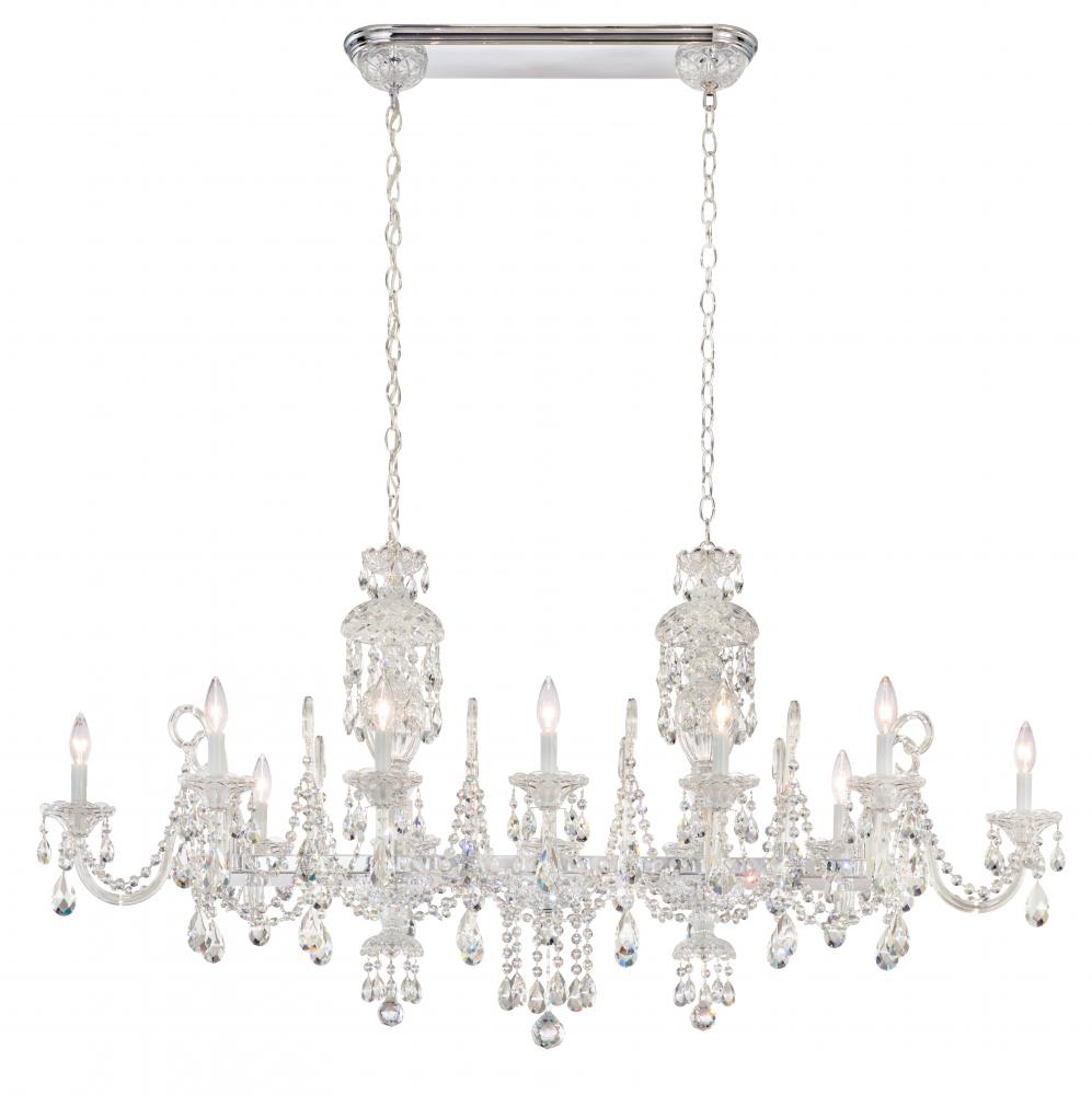 Sterling Linear 12 Light 120V Chandelier in Polished Silver with Radiance Crystal