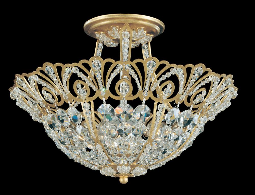 Rivendell 5 Light 120V Semi-Flush Mount in French Gold with Clear Radiance Crystal