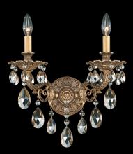 Schonbek 1870 5642-26R - Milano 2 Light 120V Wall Sconce in French Gold with Radiance Crystal