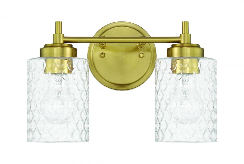 Claire 2 Light Vanity in Satin Brass