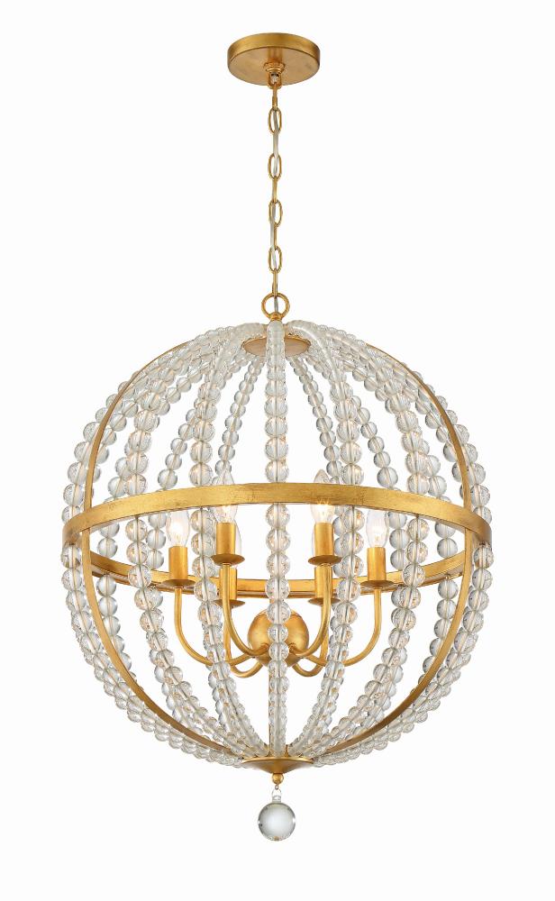 Roxy 6 Light Antique Gold Chandelier