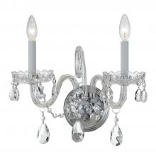 Anzalone Electric and Lighting Items 1032-CH-CL-S - Traditional Crystal 2 Light Swarovski Strass Crystal Polished Chrome Sconce