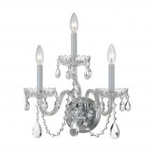 Anzalone Electric and Lighting Items 1033-CH-CL-S - Traditional Crystal 3 Light Swarovski Strass Polished Chrome Sconce