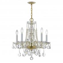 Anzalone Electric and Lighting Items 1061-PB-CL-S - Traditional Crystal 5 Light Swarovski Strass Crystal Polished Brass Chandelier