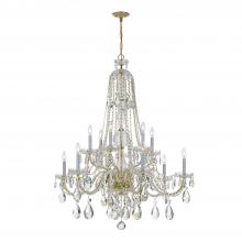 Anzalone Electric and Lighting Items 1112-PB-CL-S - Traditional Crystal 12 Light Swarovski Strass Crystal Polished Brass Chandelier