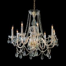 Anzalone Electric and Lighting Items 1128-PB-CL-MWP - Traditional Crystal 8 Light Hand Cut Crystal Polished Brass Chandelier