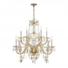 Anzalone Electric and Lighting Items 1135-PB-CL-S - Traditional Crystal 12 Light Swarovski Strass Crystal Polished Brass Chandelier