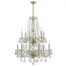 Anzalone Electric and Lighting Items 1137-PB-CL-S - Traditional Crystal 12 Light Swarovski Strass Crystal Polished Brass Chandelier