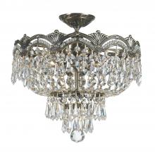 Anzalone Electric and Lighting Items 1483-HB-CL-S - Majestic 3 Light Swarovski Strass Crystal Historic Brass Semi Flush Mount