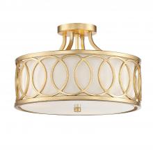 Anzalone Electric and Lighting Items 285-GA - Libby Langdon Graham 3 Light Antique Gold Semi Flush Mount