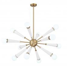 Anzalone Electric and Lighting Items 3812-AG-MT - Zodiac 12 Light Aged Brass + Matte White Chandelier