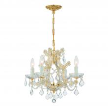 Anzalone Electric and Lighting Items 4474-GD-CL-I - Maria Theresa 4 Light Clear Italian Crystal Gold Mini Chandelier