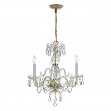 Anzalone Electric and Lighting Items 5044-PB-CL-I - Traditional Crystal 3 Light Clear Italian Crystal Polished Brass Mini Chandelier