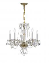 Anzalone Electric and Lighting Items 5085-PB-CL-I - Traditional Crystal 5 Light Clear Italian Crystal Polished Brass Chandelier