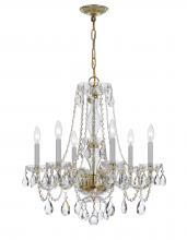 Anzalone Electric and Lighting Items 5086-PB-CL-I - Traditional Crystal 6 Light Clear Italian Crystal Polished Brass Chandelier