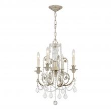 Anzalone Electric and Lighting Items 5114-OS-CL-S - Regis 4 Light Swarovski Strass Crystal Olde Silver Mini Chandelier