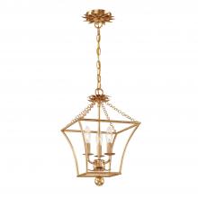 Anzalone Electric and Lighting Items 514-GA - Broche 3 Light Antique Gold Mini Chandelier