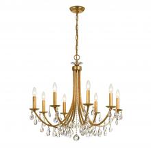 Anzalone Electric and Lighting Items 8828-GA-CL-S - Bridgehampton 8 Light Swarovski Strass Crystal Antique Gold Chandelier