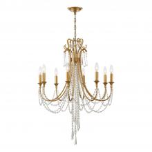 Anzalone Electric and Lighting Items ARC-1908-GA-CL-MWP - Arcadia 8 Light Antique Gold Chandelier