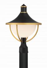 Anzalone Electric and Lighting Items ATL-709-MK-TG - Atlas 1 Light Matte Black + Textured Gold Outdoor Post