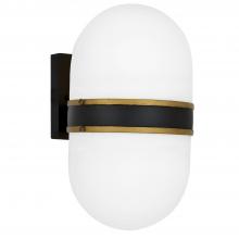 Anzalone Electric and Lighting Items CAP-8504-MK-TG - Brian Patrick Flynn Capsule 2 Light Matte Black + Textured Gold Outdoor Sconce