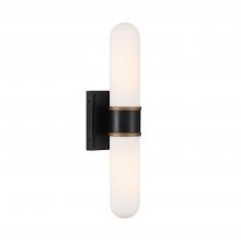 Anzalone Electric and Lighting Items CAP-8512-MK-TG - Brian Patrick Flynn Capsule 2 Light LED Matte Black + Textured Gold Sconce