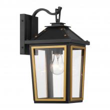 Anzalone Electric and Lighting Items HAW-601-MK-TG - Hawkins 1 Light Matte Black + Textured Gold Outdoor Sconce