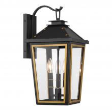 Anzalone Electric and Lighting Items HAW-602-MK-TG - Hawkins 3 Light Matte Black + Textured Gold Outdoor Sconce