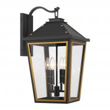 Anzalone Electric and Lighting Items HAW-603-MK-TG - Hawkins 4 Light Matte Black + Textured Gold Outdoor Sconce