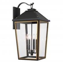 Anzalone Electric and Lighting Items HAW-604-MK-TG - Hawkins 4 Light Matte Black + Textured Gold Outdoor Sconce