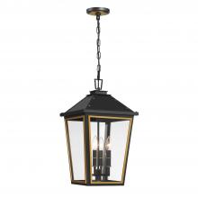 Anzalone Electric and Lighting Items HAW-605-MK-TG - Hawkins 4 Light Matte Black + Textured Gold Outdoor Pendant