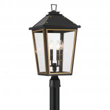 Anzalone Electric and Lighting Items HAW-609-MK-TG - Hawkins 4 Light Matte Black + Textured Gold Outdoor Post