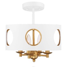 Anzalone Electric and Lighting Items ODE-700-MT-GA_CEILING - Odelle 4 Light Matte White + Antique Gold Ceiling Mount