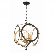 Anzalone Electric and Lighting Items ODE-704-BK-GA - Odelle 4 Light Black + Antique Gold Chandelier