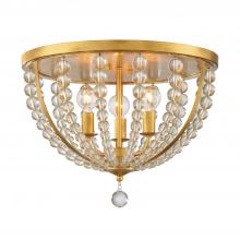 Anzalone Electric and Lighting Items ROX-A9000-GA - Roxy 3 Light Antique Gold Flush Mount