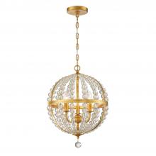 Anzalone Electric and Lighting Items ROX-A9003-GA - Roxy 3 Light Antique Gold Mini Chandelier