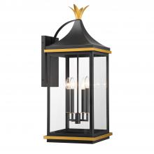 Anzalone Electric and Lighting Items SIM-804-MK-TG - Simpson 4 Light Matte Black + Textured Gold Outdoor Sconce