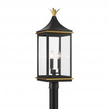 Anzalone Electric and Lighting Items SIM-809-MK-TG - Simpson 3 Light Matte Black + Textured Gold Outdoor Post