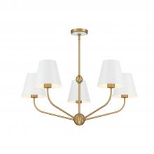 Anzalone Electric and Lighting Items XAV-B9315-VG-WH - Xavier 5 Light Vibrant Gold + White Chandelier