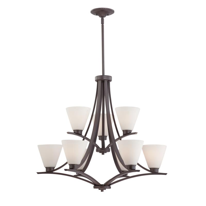 Nine Light Western Bronze Up Chandelier