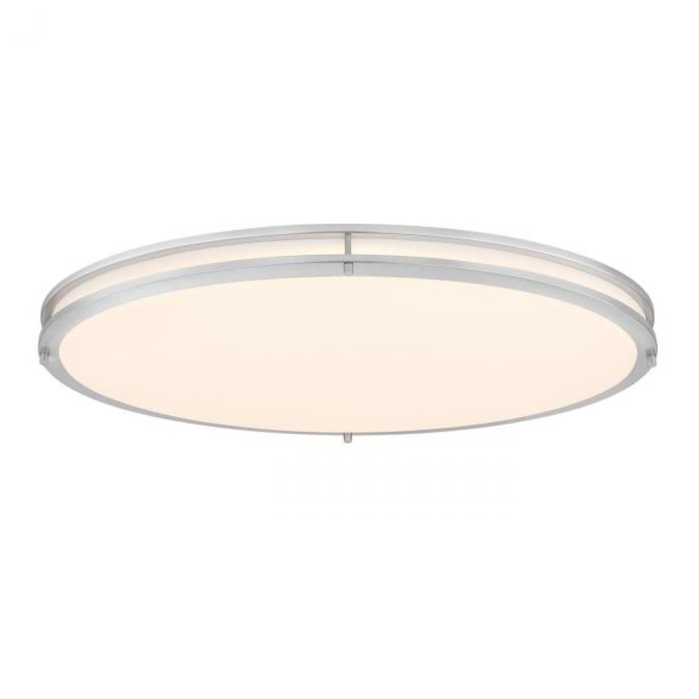 33 in. 40W LED Flush with Color Temperature Selection Brushed Nickel Finish Frosted Acrylic Shade